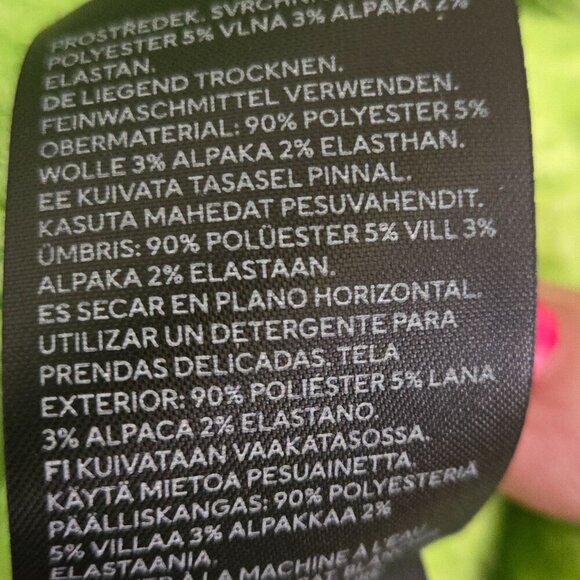 H&M Neon Green Alpaca Blend Crewneck Oversized Pullover Sweater Size S - Picture 4 of 4